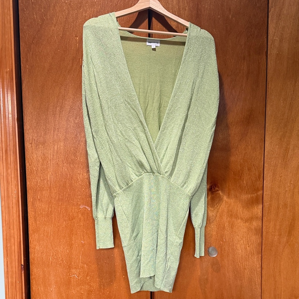 Superdown Light Green Knit Lurex Dress